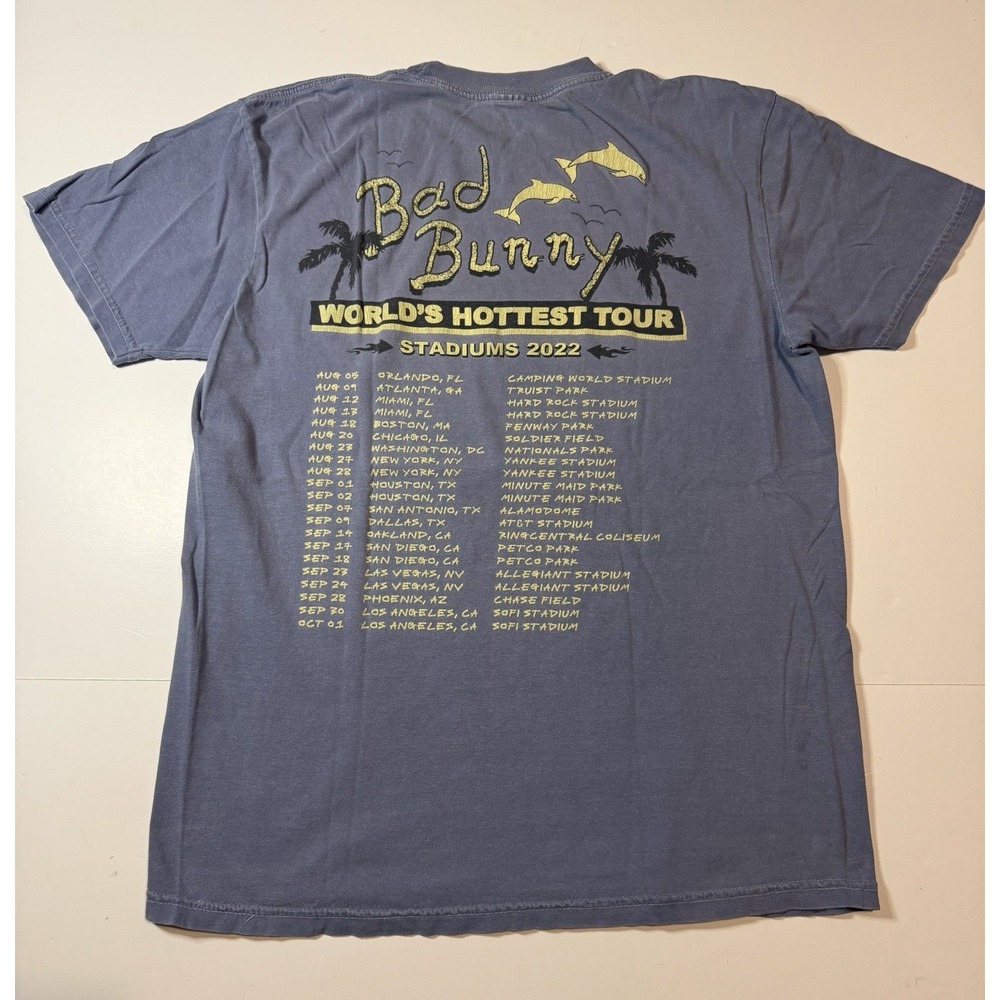 Bad Bunny 2022 World's Hottest Tour OFFICIAL MERCH Blue Size Medium - Picture 2 of 7